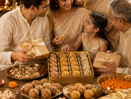 Joyful Diwali Family Sweets Gathering